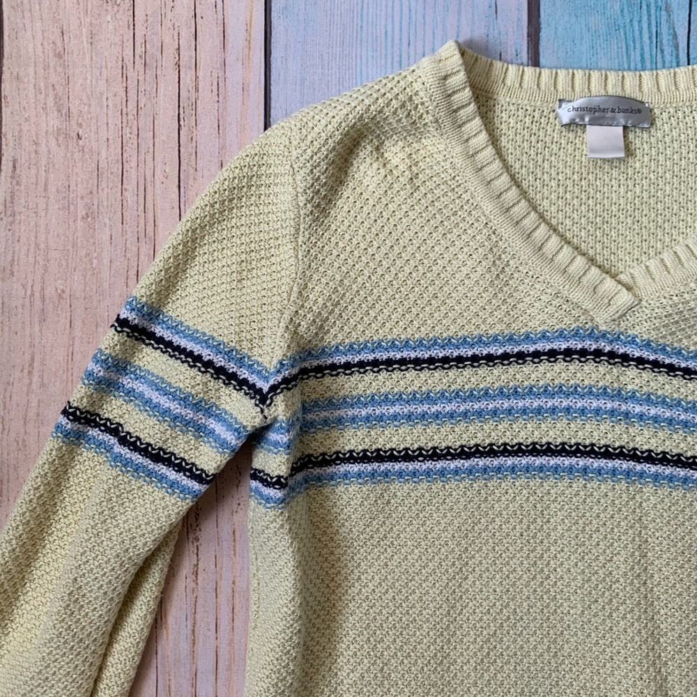 Christopher & Banks Light yellow v neck Sweater - Picture 4 of 9